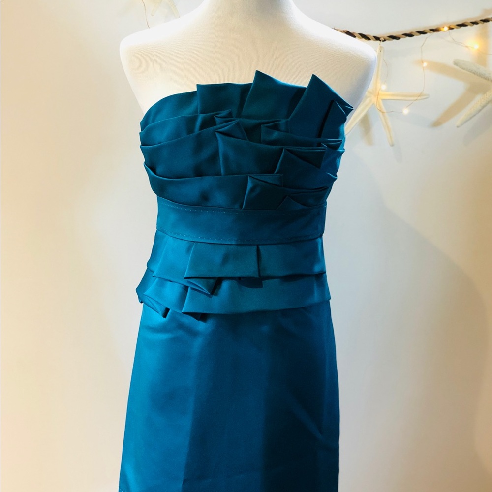 Phoebe Couture Strapless Ruffled Occasion Dress